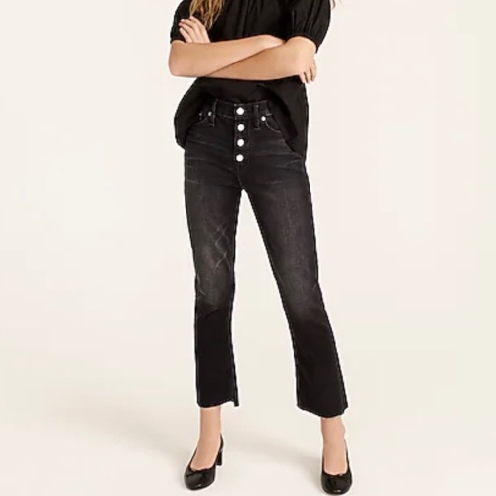 J Crew Night Sky 9” Billie Demi Boot Crop Button Fly Jeans size 30 Tall